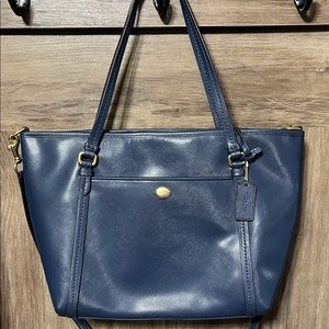 Coach Safiano Leather Navy Large Handbag Tote
